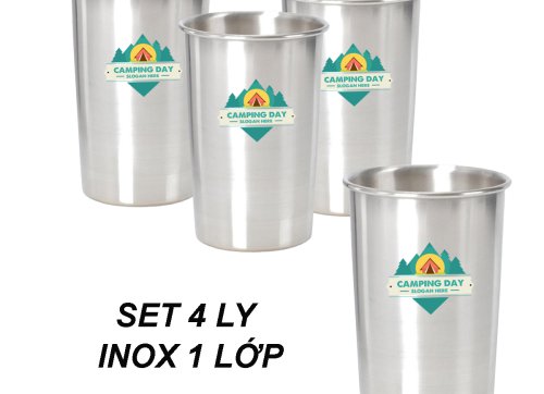 BỘ 4 LY INOX 1 LỚP CAMPING DAY