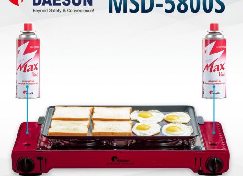 Bếp Ga Mini Hai Đầu Đốt, Kèm Chảo Nướng Chống Dính MSD-5800S - Công Suất 2200W