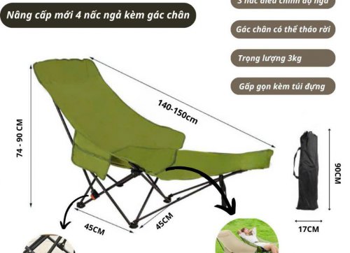 GHẾ XẾP GỌN ĐIÊU CHỈNH BẰNG NÚT- SIZE NHỎ MÀU XANH LÁ