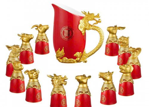 Bộ Ly Rượu 12 Con Giáp – Ly Uống Rượu Gốm Sứ